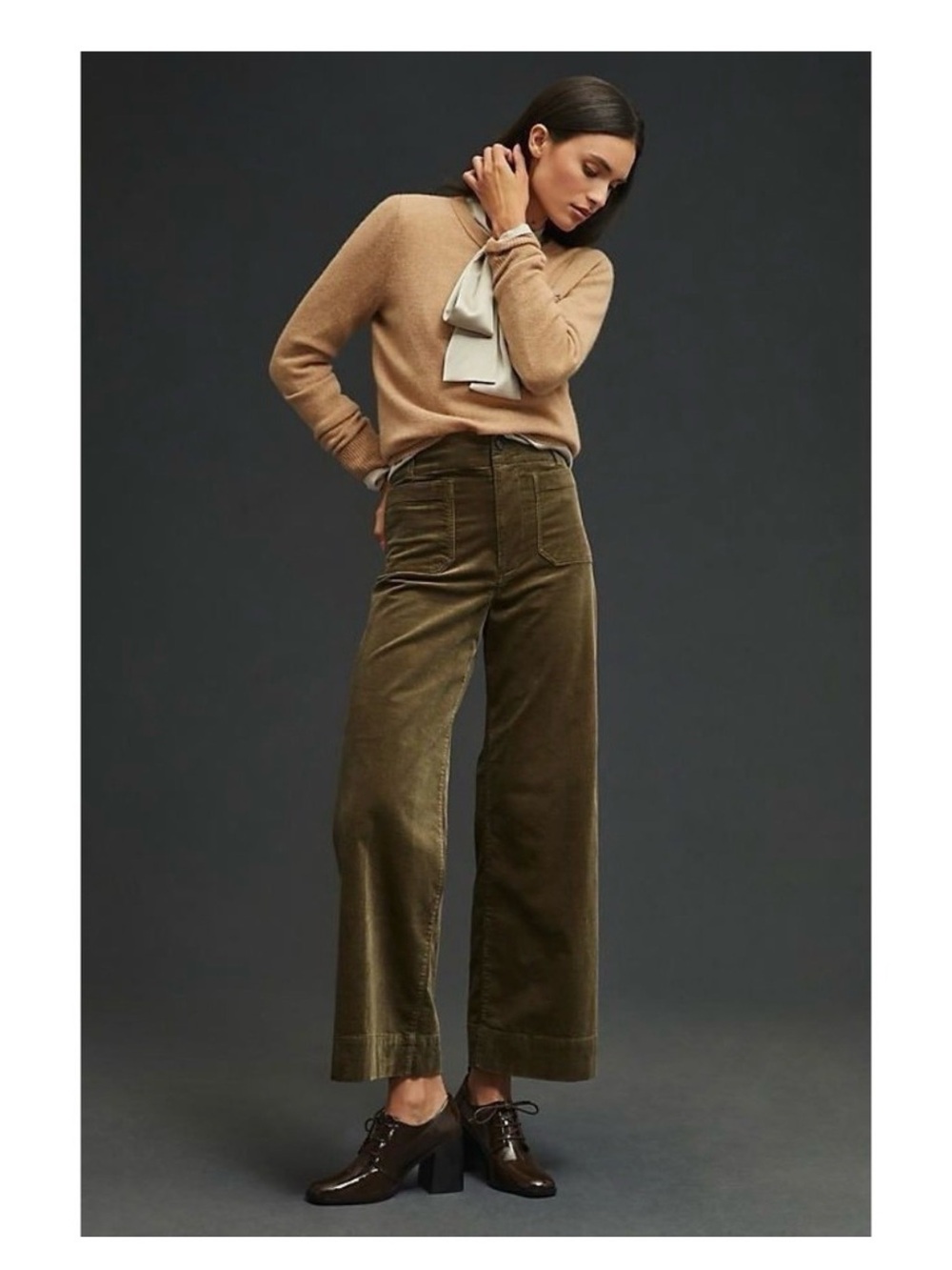 Anthropologie Green The Colette Corduroy Crop Wide-Leg Pants by Maeve 26 Fall